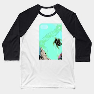 Dolphin and 2 turtles Baseball T-Shirt